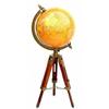 Nautical World Map Globe Ornament On Wooden Tripod Stand Desk Decor