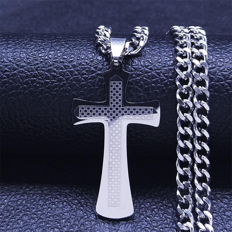 Fashion Stainless Steel Cross Choker Chain Necklace for Women Men Gold Color Necklace Pendant Jewelry collar cruz N3447S05