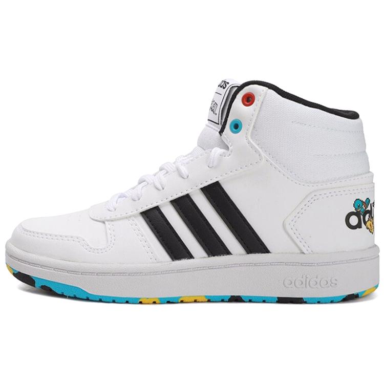 Adidas Neo Hoops Mid 2.0 Slip Resistant Abrasion Resistant Mid top Kids' Skateboarding Shoes White Black Kids' EG1989
