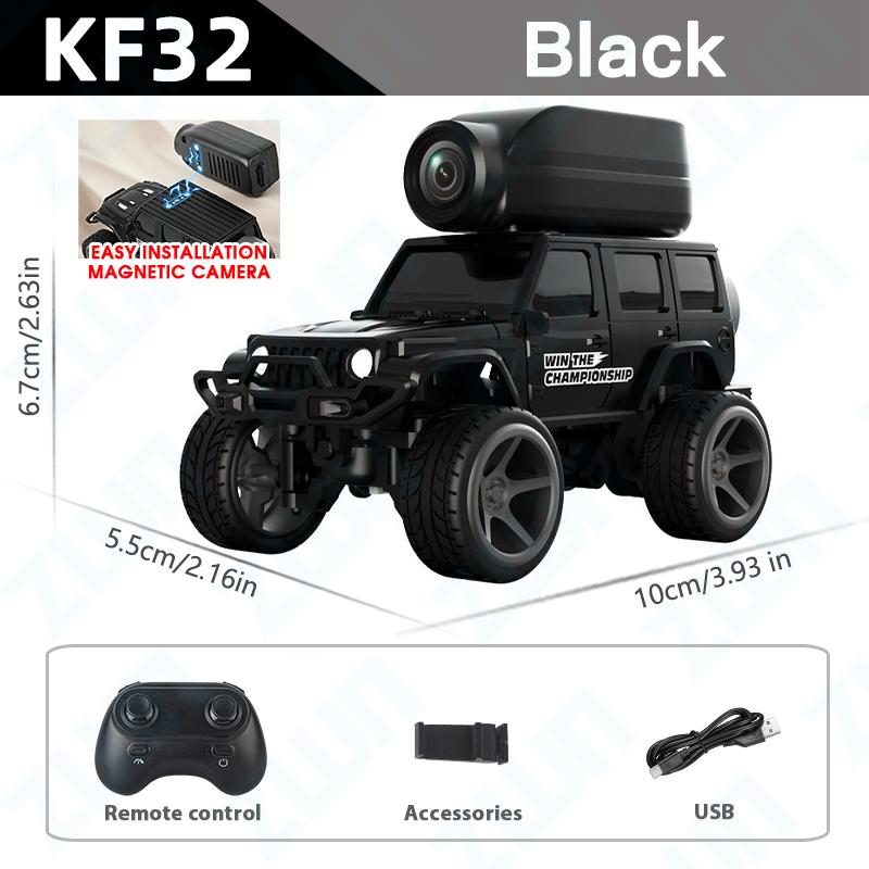 AAYB1 KF32 1:64 RC Mini Climbing Alloy Video Car With LED Light  and HD Camera Radio Remote Control Vehicle Toy for Kids Best Gift
