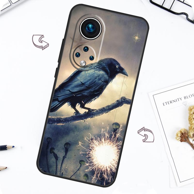 Чехол Ворон на Хэллоуин для Huawei P30 P20 P40 Lite P50 Pro P Smart 2021 Nova 5T Honor X8 X9 50 70 80