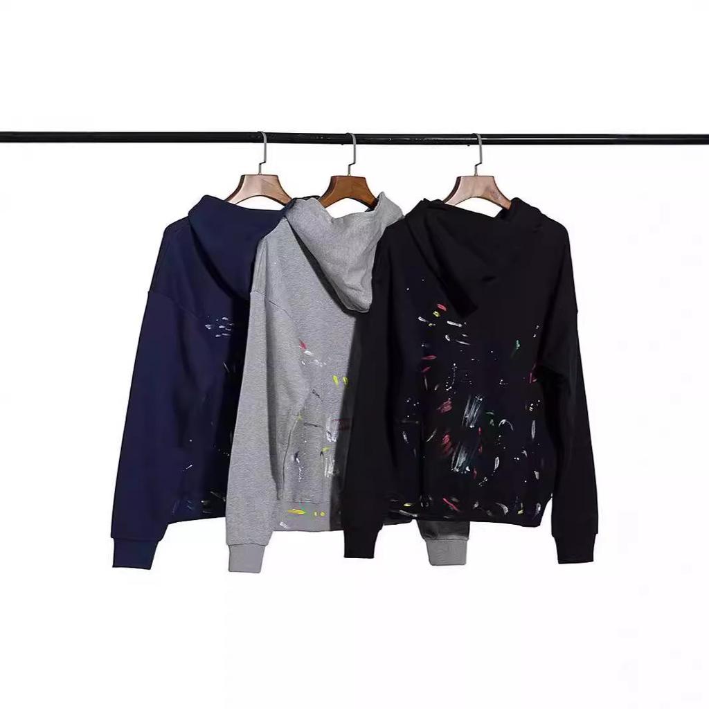 GALLERY DEPT Ink Splatter Graffiti Unisex Cotton Hoodie Set - Autumn Loose Fit