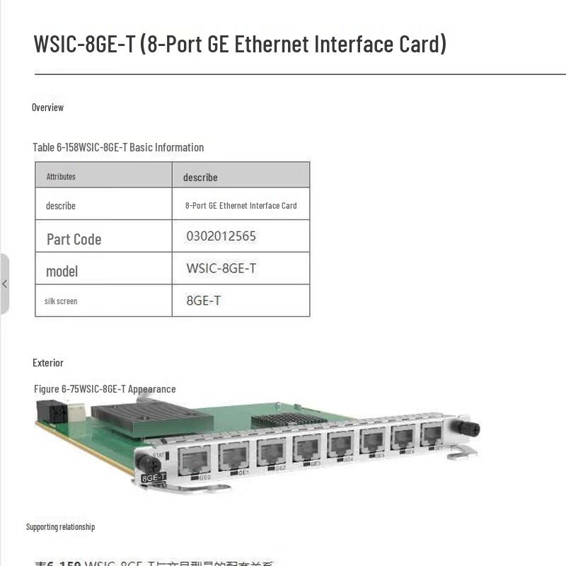 Huawei WSIC-8GE-T 8-портовая гигабитная Ethernet-интерфейсная карта