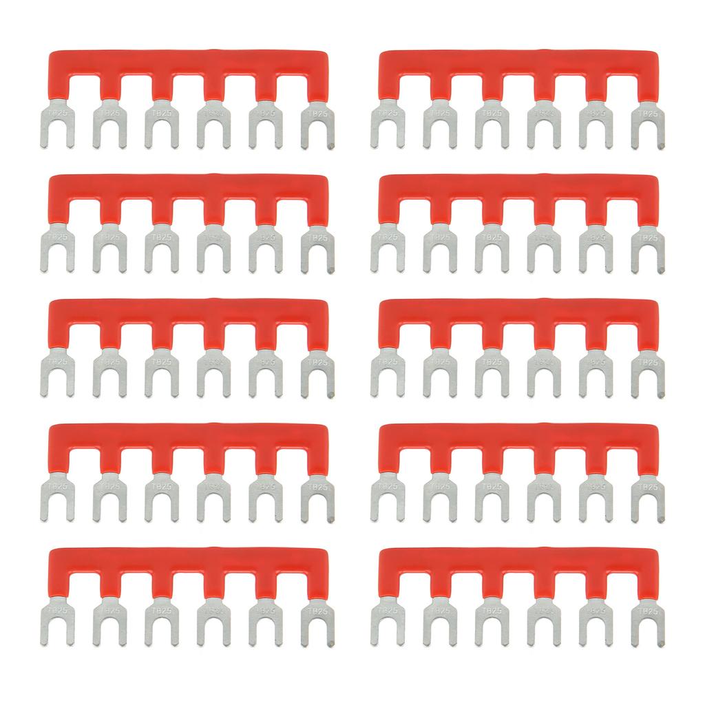 10pcs Barrier Fork Type Stripe 400V 25A PVC Copper TB Terminal Strip Block for Household Appliances