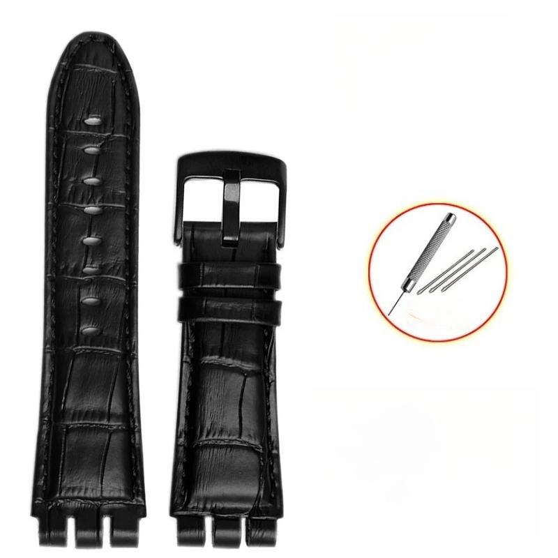 23 мм Ремешок для часов из натуральной кожи и силикона для Swatch YOS440 449 401G 447 448 IRONY Мужские ремешки с матовой текстурой