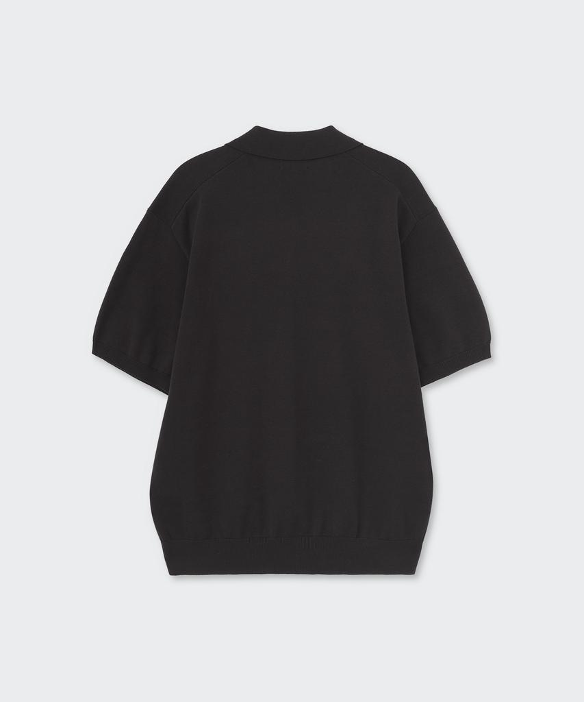 MUSINSA STANDARD Washable Supima Cotton Slit Neck Knitted Polo Shirt [Dark Grey]
