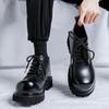 Spring and Autumn British Style Mid Cut Boots High Quality New Style Thick Bottom Lace Up Ankle Boots Brand Black High Top Boots