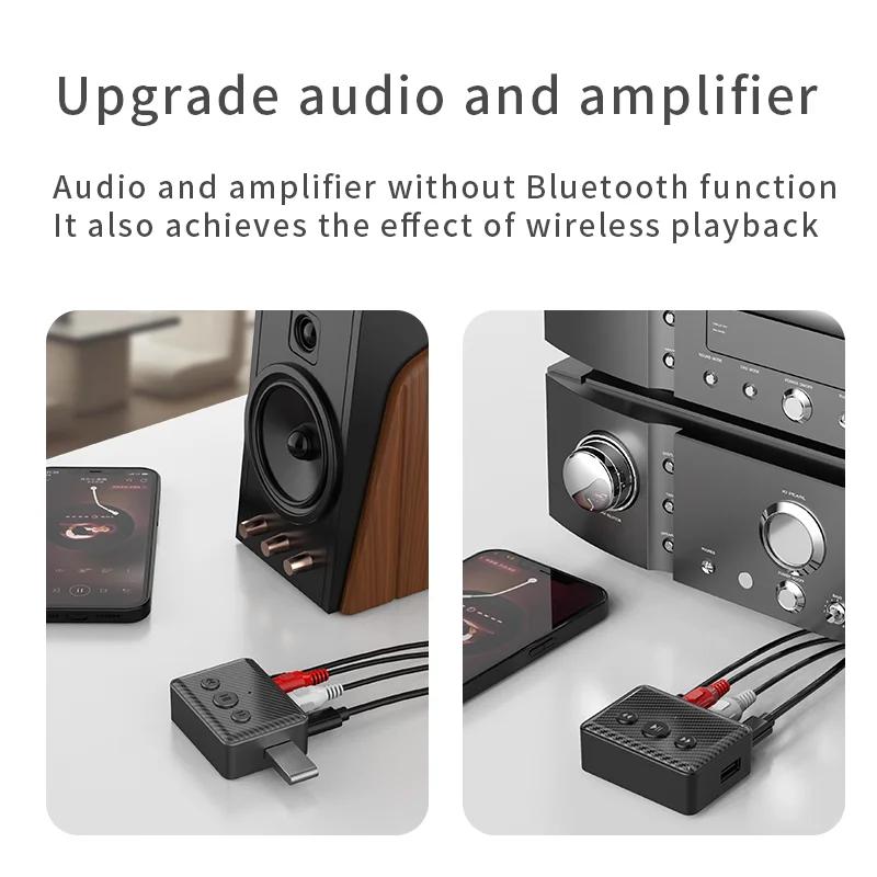Аудиоприемник Bluetooth 5.4 USB-диск RCA 3,5 мм AUX USB Стерео Музыка Беспроводной Адаптер С Микрофоном Для ПК ТВ Авто Комплект Динамик Усилитель
