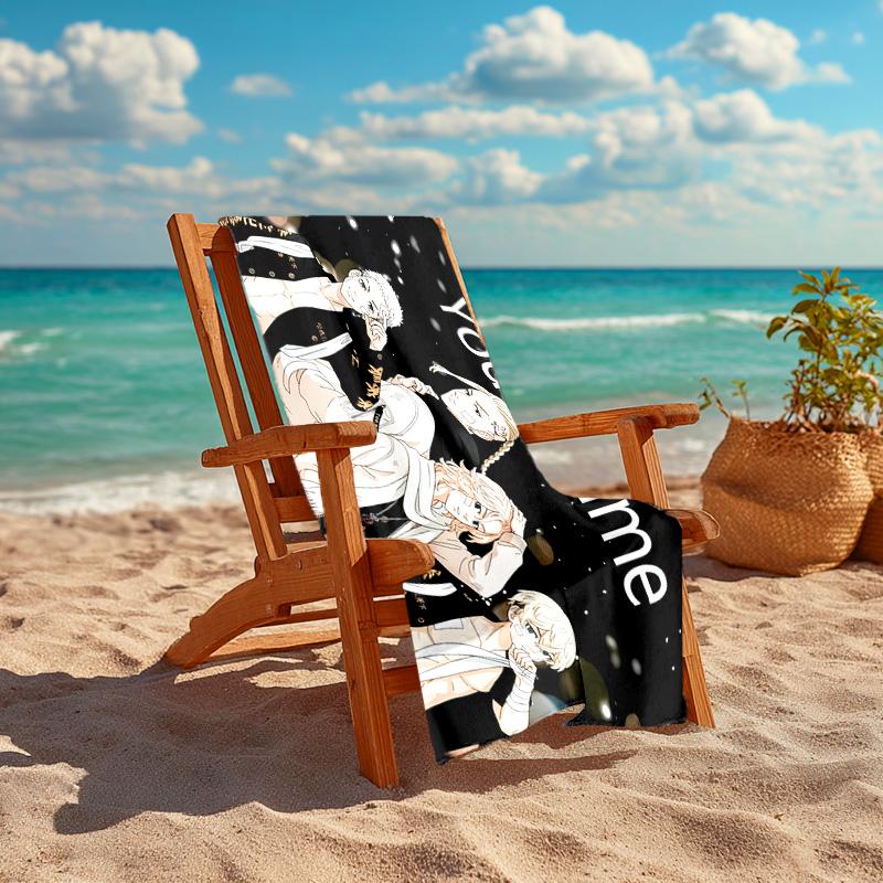 Personalized customized proof beach towel with Tokyo Revengers pattern - soft, absorbent,quick-drying,perfect swimming,camping&bathing