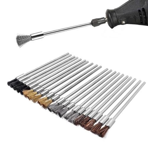 Bestgle Wire Brush Extensions, 20-Piece Set, 3mm Extension Stainless Steel Copper Wire Cleaning End Brushes for Routers, Pen Wire Brushes, Rust and Pa