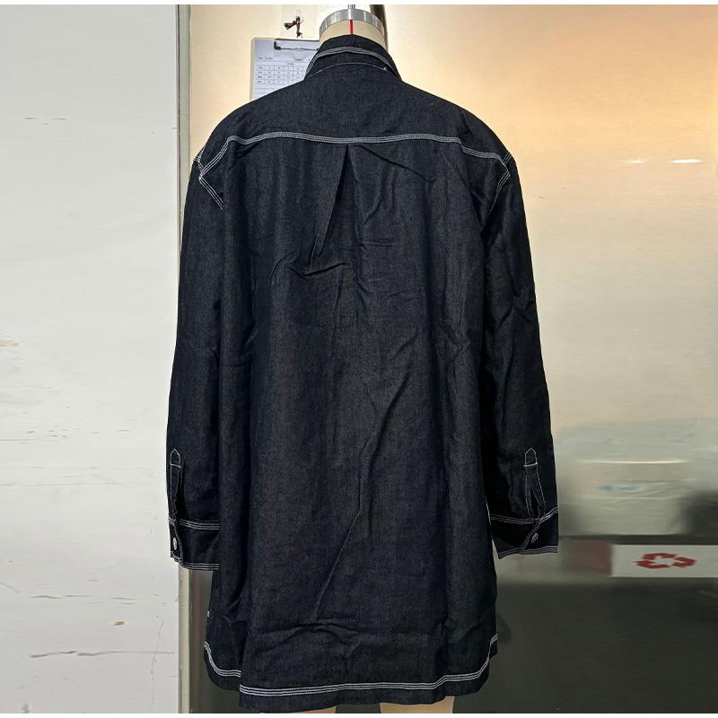 Vintage Denim 2 Piece Sets Women's Mini Skirts Polo Collar Long Sleeve Pockets Tops Hip Package Skirt Lady Streetwear 2025 Spring Summer