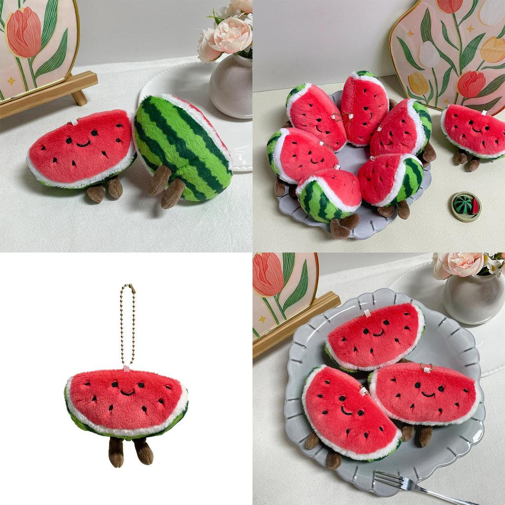 Cute Watermelon Plush Keychain With Pp Cotton Filling For Bag Decoration And Collectors