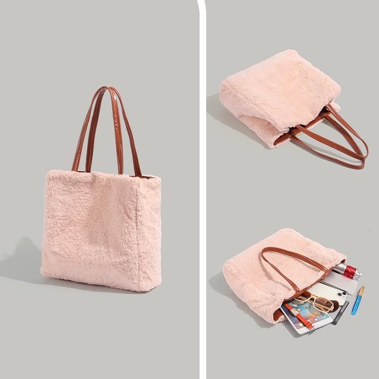 Сумки Осень-Зима 2024 Новые Пушистые Сумки Вместительные Сумки-Ведра Нишевые Сумки Простые Наплечные Сумки-Тоут