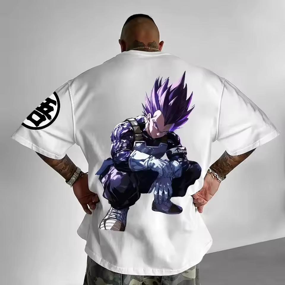 Summer New Dragon Ball Anime Vegeta Printed T shirt Men's and Women's T shirt Men's Top Sports T shirt Men's T shirt Y2K Tee