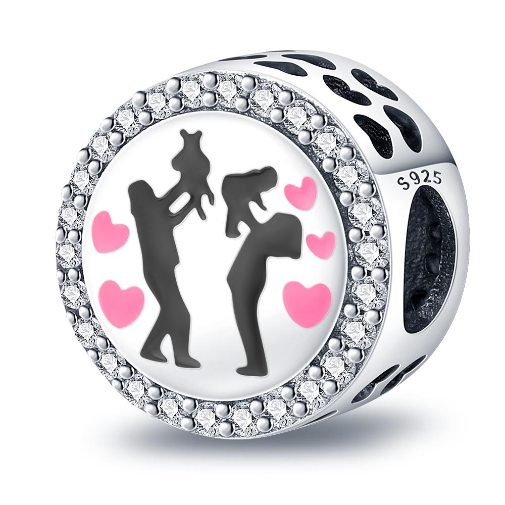 Copper Boy Girl Couple Lovers Beads Marriage Charms Dangle Fit Original Bracelet Charms Jewelry Women Diy