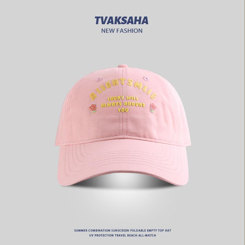 Цветочная надпись бейсболка для девочки милая, подчеркивающая лицо, летняя защита от солнца, шляпа от солнца, парная, студенческая, повседневная бейсболка