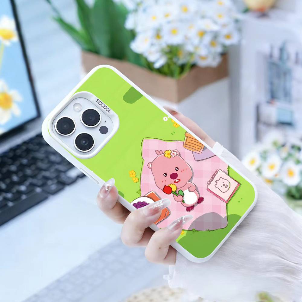 Милый Мультяшный Чехол K-loopy Для iPhone 17,16,15,14,13,12,Pro MAX Черный Матовый Ударопрочный Чехол