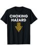 Humorous Caution Design Suitable For Parties Sports Casual Attire Machine Washable Round Neck Short Sleeve Shirt With Warning Label Print