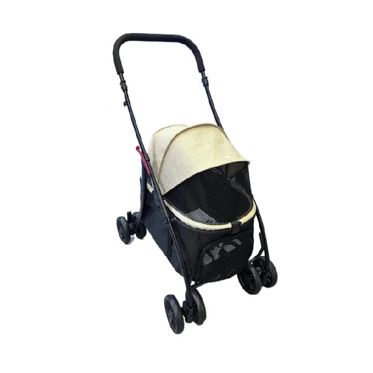 Foldable Pet Stroller for Small Medium Dogs Cats, 2 in 1 Detachable Lightweight 5.6kg Puppy Stroller with Brake Universal Wheels & Storage Basket,