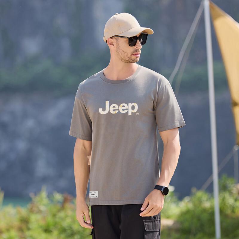 JEEP Men's 100% Cotton Loose Fit Round Neck Short Sleeve T-Shirt