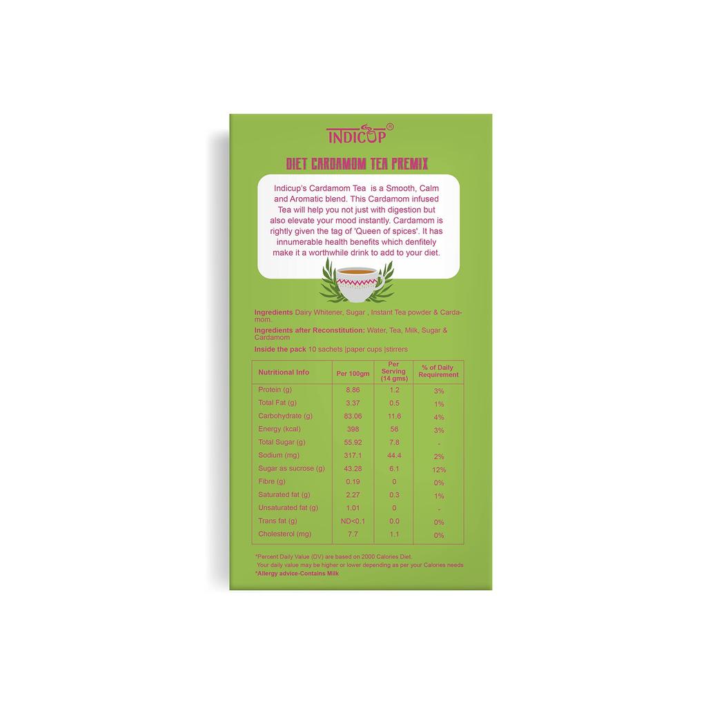 Indicup Instant Tea Premix Elaichi Chai | Cardamom Tea Premix Sachets | Ready Mix Tea Powder | Just Add Hot Water & Enjoy | Travel Friendly Sache
