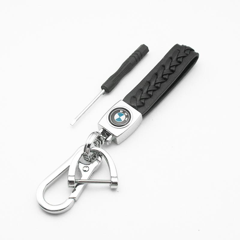 1Pcs Metal/Leather Keychain Hand-Woven Key Rope Key Ring Auto Emblem Accessories For BMW E90 E91 E92 E93 E60 E61 F10 F07 E63 E64 gsrm90