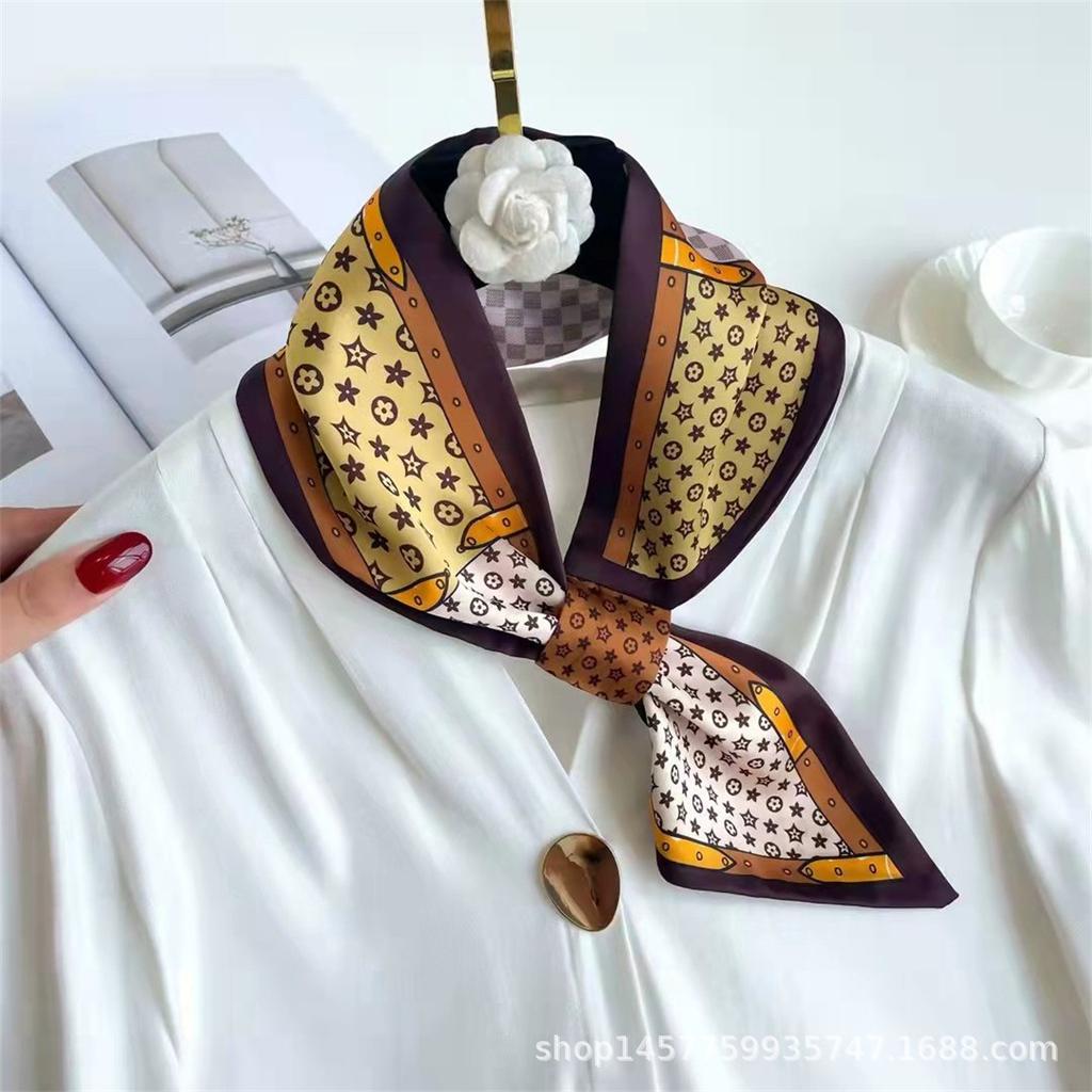 Silk Scarf Small Long Square Scarf Women'S High-End Neck Protection Scarf Professional Matching Shirt Scarf