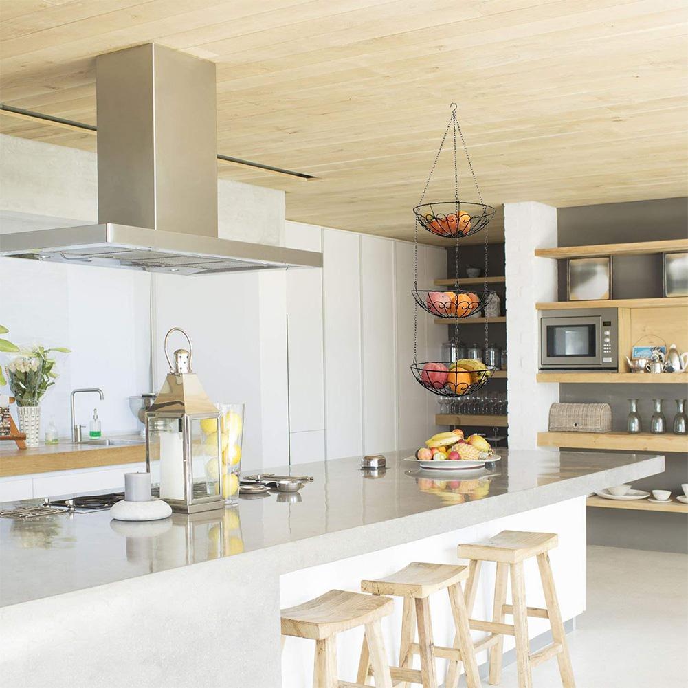 Fashion Space Saving 3Layers Iron Wire Fruit Basket for Storage