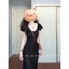 Youmeizi Stazf7 Plus Size Ladies French Pure Desire Flying Sleeve Dress Female Summer Elegance Retro Black Waist-Slimming Long Dress