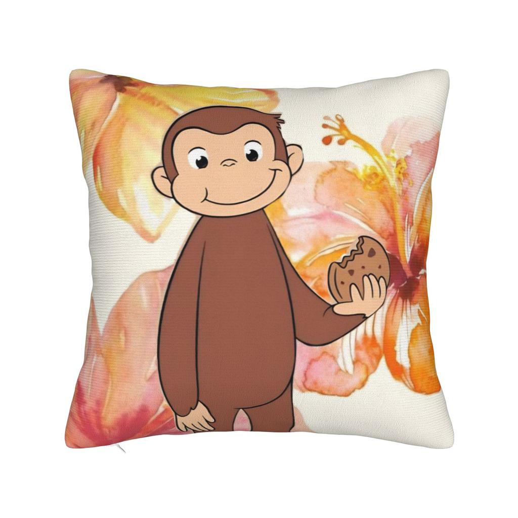Decorative Pillow Covers Curious George African Monkey Stuff Car Pillow Case Cover Zipper MultiSize