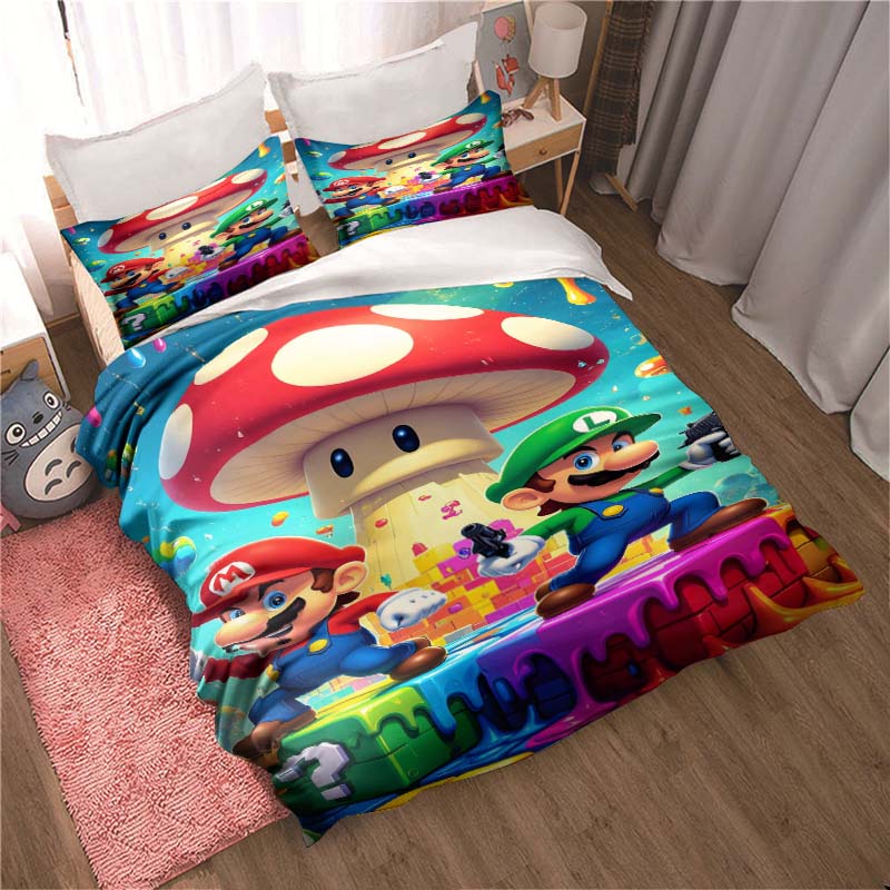 New Super Mario Soft and Comfortable Duvet Cover, Children's Bedding Set Gift, Extra Large Size, Multiple Sizes Available.