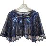 Beaded Decoration Women's Sequins Shawl Vintage Mesh Evening Cape Up Dress Accessory Short Cover Flapper Party Shawl Ladies