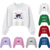 Укороченный свитшот с круглым вырезом Briar U с принтом на хоккейную тематику, с длинным рукавом, свободного кроя, из легкой ткани