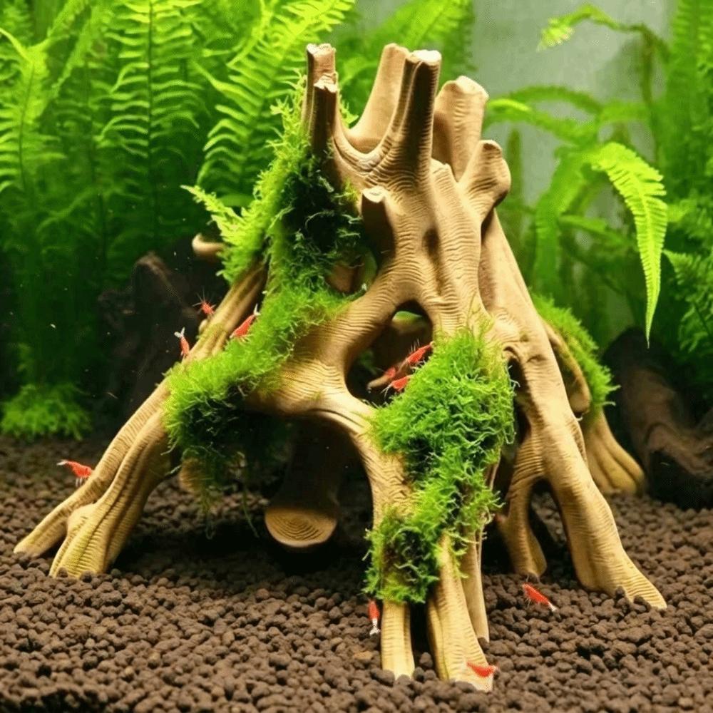 Tree Trunk Fish Shrimp Hiding Cave Plastic Tree Root Caves Fish Tank Landscaping