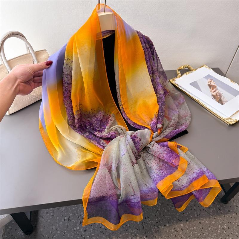 Розовый лепесток ци шифрование мягкая пряжа принт весенне-летний шелковый шарф большой длинный шарф дорожная шаль защита от солнца женский шарф головной платок