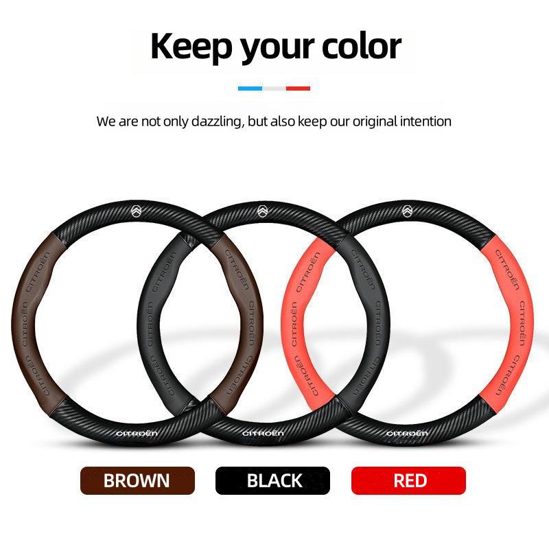 DBGO4 For Citroen C2 C3 C5 Aircross VTS Xsara C-Crosser Berlingo Jumpy Carbon fiber Leather Car Steering Wheel Cover Auto Accessories