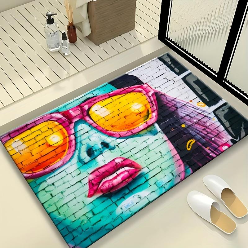 Креативный коврик для двери ванной комнаты с граффити, суперабсорбирующий ковер, нескользящие коврики для ног, декор для ванной комнаты, моющиеся коврики для туалета