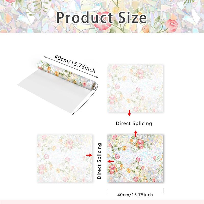 Радужная стеклянная пленка, цветная наклейка на окно с растением, ПВХ, статическая наклейка, наклейки для ванной комнаты, декоративные самоклеящиеся пленки