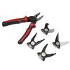 Кусачки для проволоки, инструментальная сталь, 5 сменных головок, противоскользящая ручка из термопластичной резины, комбинированные плоскогубцы для кожи