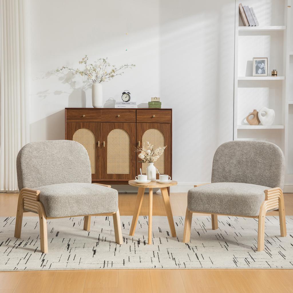 Scandinavian Fabric Lounge Chair – Soft Chenille Fabric and Sturdy Wood Frame, Ideal for Living Room & Bedroom, Gray