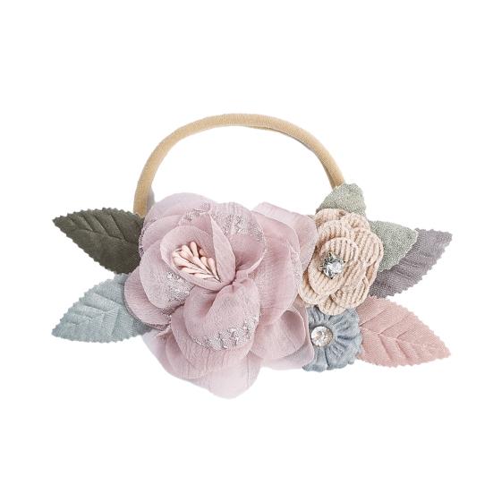 Детская повязка на голову с искусственным цветочным принтом, мягкие эластичные стразы, декоративная подарочная ткань, повязка для волос для новорожденных, головные уборы для девочек, аксессуары для волос