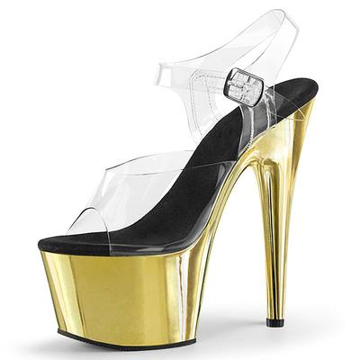 7 дюймов Женские блестящие гальванизированные босоножки на каблуке Обувь для танца на пилоне Сексуальные туфли стриптизерши для ночного клуба Высокие каблуки 17 см Экзотическая обувь для показа моделей