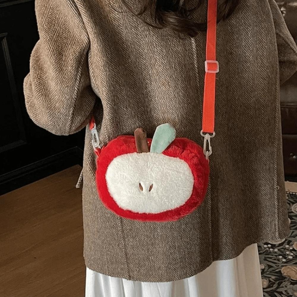 Fruit Plush Crossbody Bag Red Small Mobile Phone Bag Fashion Fruit Shoulder Bag Girls