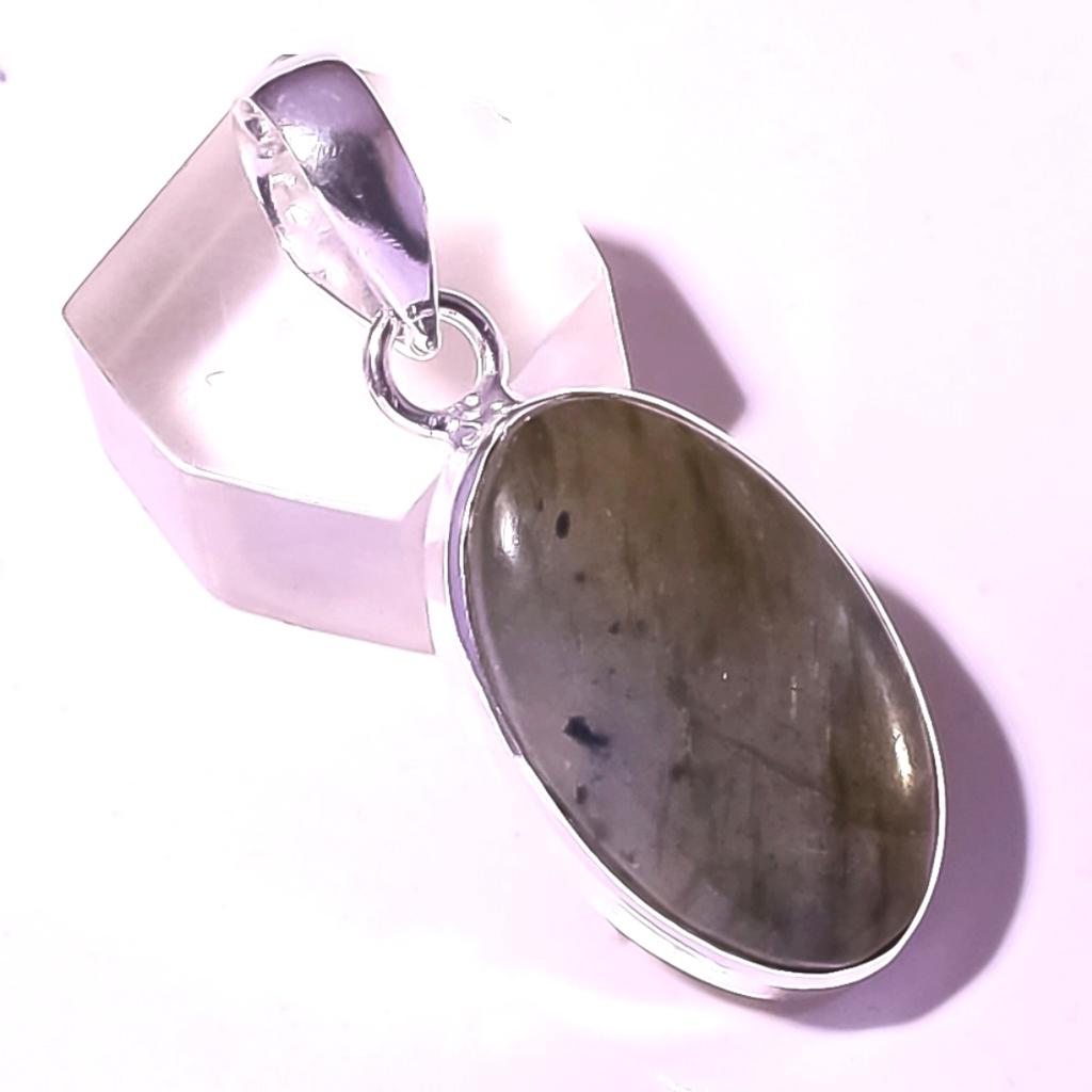 Blue Fire Labradorite Gemstone Pendant Handmade Engagement Jewelry 1.8" N6n16