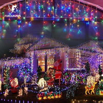 Уличные светодиодные гирлянды в виде сосулек, водонепроницаемые, рождественские, декоративные, 8 режимов, праздничное освещение для садовых карнизов, светодиодные гирлянды в виде сосулек