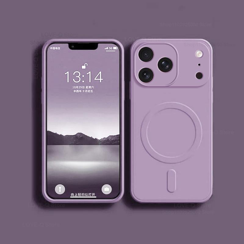 Магнитный Чехол из Жидкого Силикона Magsafe Для iPhone 17 16 12 15 14 13 Pro Max Plus 17 Беспроводная Зарядка Мягкий Чехол