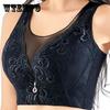 Sexy Blue Lace Mesh Bra Women Wire Free Embroidery Sexy Lingerie Lace Bralette Big Size  C D E 36 38 40 42 44 46 48