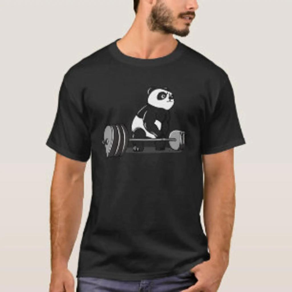 Weightlifting Panda Workout Bodybuilder Fitness Gy T Shirt Vintage Top For Everyday Wear Slightly Casual Versatile Soft