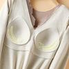 Thermal Bottoming Tops with Built-in Chest Pads DE Velvet Double Layer Warmth Long Sleeve Pullover Tops Solid Color Winter Inner Outer Wear