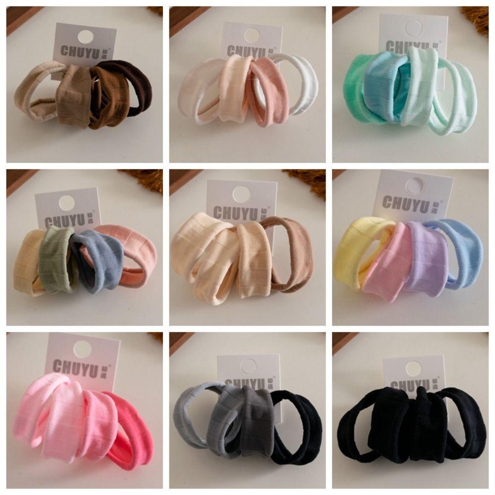 4pcs/set Seamless Hair Rope Set Macaron Color Elastic Hair Rings Simple Towel Hair Ties  Girl